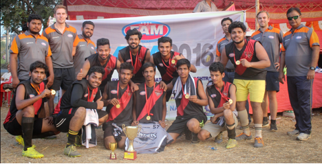 The Navi Mumbai Bombers (Sr.) Champion squad with the interns from Flinders University