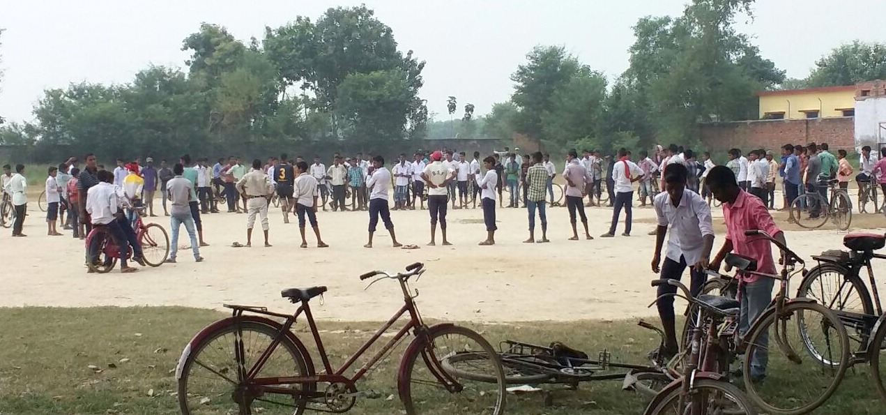 Locals watch on as Footy is played in Bihar for the first time